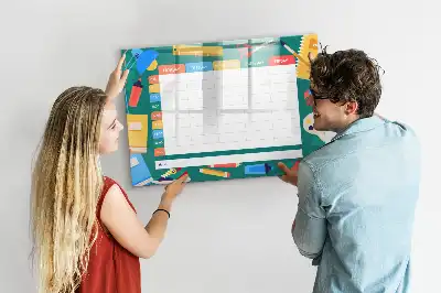 Magnetická kreslící tabule s motivem rozvrhu hodin