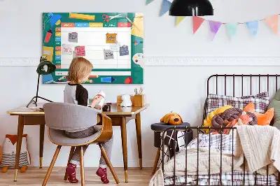 Magnetická kreslící tabule s motivem rozvrhu hodin