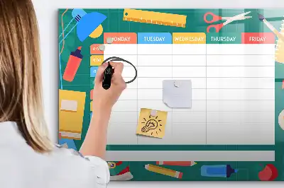 Magnetická kreslící tabule s motivem rozvrhu hodin