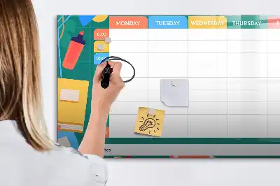 Magnetická kreslící tabule s motivem rozvrhu hodin