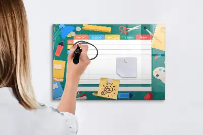 Magnetická kreslící tabule s motivem rozvrhu hodin