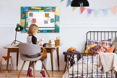 Magnetická kreslící tabule s motivem rozvrhu hodin