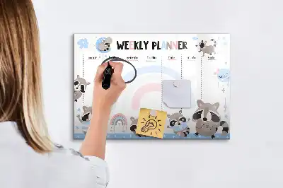 Magnetická kreslící tabule týdenní plánovač pro děti