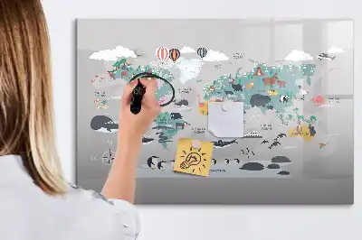 Popisovatelná magnetická tabule ve stylu kreslené mapy