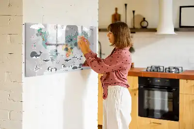 Popisovatelná magnetická tabule ve stylu kreslené mapy