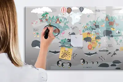 Popisovatelná magnetická tabule ve stylu kreslené mapy