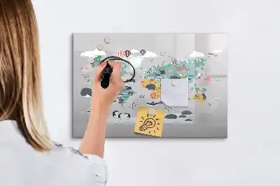 Popisovatelná magnetická tabule ve stylu kreslené mapy