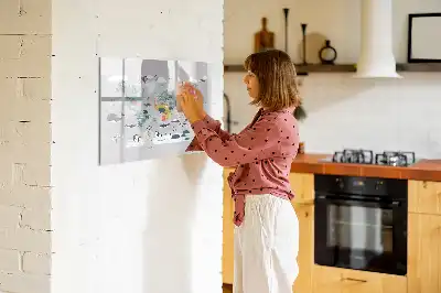 Popisovatelná magnetická tabule ve stylu kreslené mapy