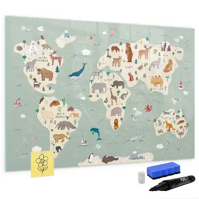 Magnetická kreslící tabule zvířecí mapa světa