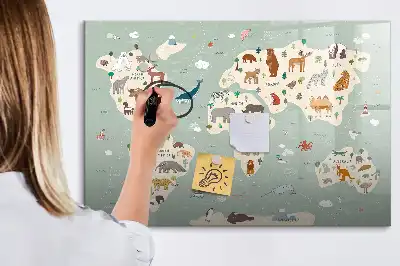 Magnetická kreslící tabule zvířecí mapa světa