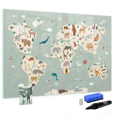 Magnetická kreslící tabule zvířecí mapa světa