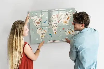 Magnetická kreslící tabule zvířecí mapa světa