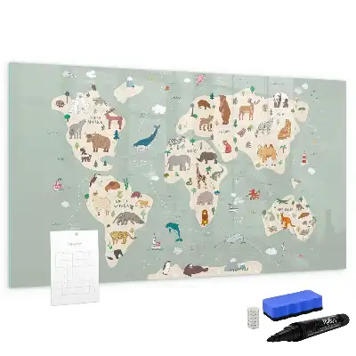 Magnetická kreslící tabule zvířecí mapa světa
