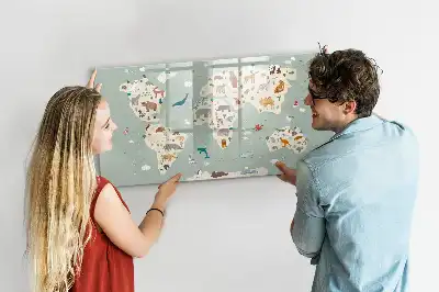 Magnetická kreslící tabule zvířecí mapa světa