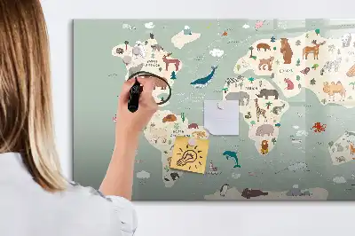 Magnetická kreslící tabule zvířecí mapa světa