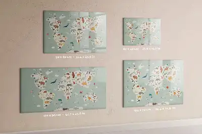 Magnetická kreslící tabule zvířecí mapa světa