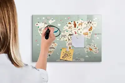Magnetická kreslící tabule zvířecí mapa světa