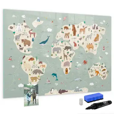Magnetická kreslící tabule zvířecí mapa světa