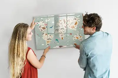 Magnetická kreslící tabule zvířecí mapa světa