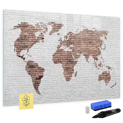 Magnetická kreslicí tabule cihlová mapa světa