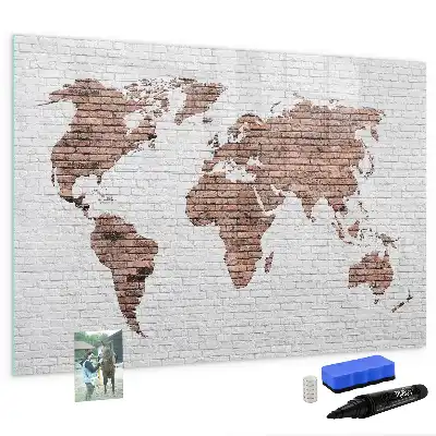 Magnetická kreslicí tabule cihlová mapa světa