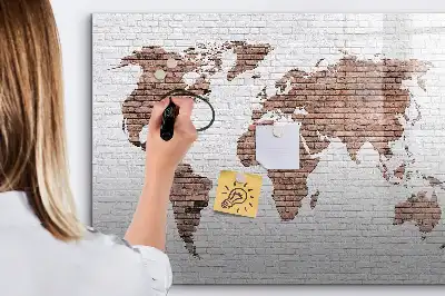 Magnetická kreslicí tabule cihlová mapa světa