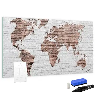 Magnetická kreslicí tabule cihlová mapa světa