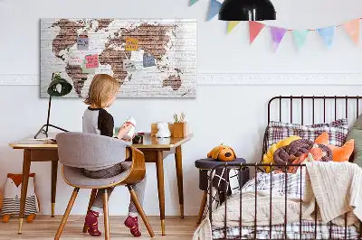 Magnetická kreslicí tabule cihlová mapa světa