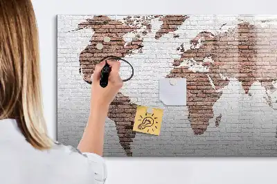 Magnetická kreslicí tabule cihlová mapa světa
