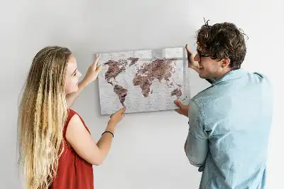 Magnetická kreslicí tabule cihlová mapa světa