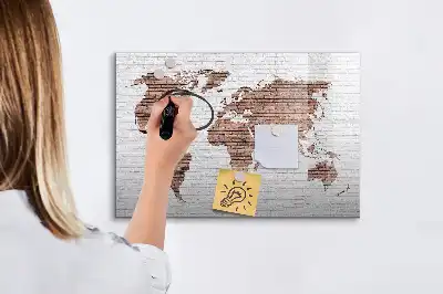 Magnetická kreslicí tabule cihlová mapa světa