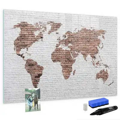 Magnetická kreslicí tabule cihlová mapa světa