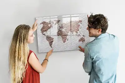 Magnetická kreslicí tabule cihlová mapa světa