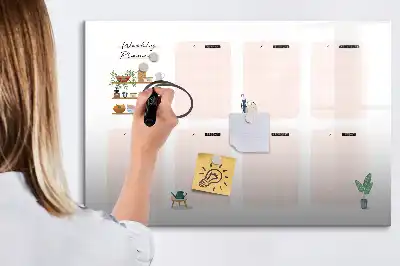Magnetická tabule na týdenní plánování popisovatelná