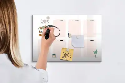 Magnetická tabule na týdenní plánování popisovatelná
