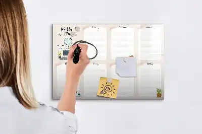 Popisovatelná magnetická tabule týdenní plánovač