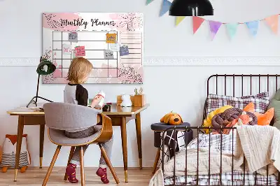Popisovatelná magnetická tabule měsíční plánovač v růžové barvě