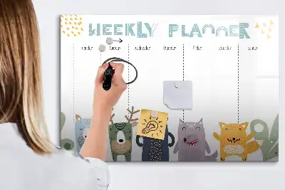 Magnetická kreslící tabule týdenní plánovač pro děti