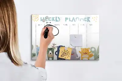 Magnetická kreslící tabule týdenní plánovač pro děti