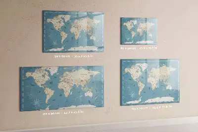 Magnetická tabule s motivem vintage mapy světa