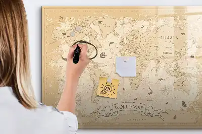 Magnetická kreslící tabule v designu vintage mapy světa