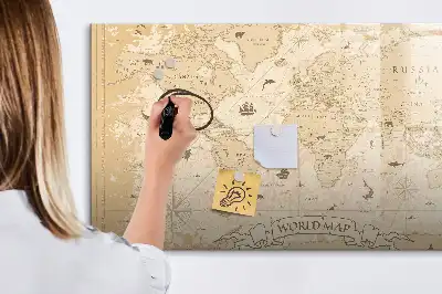 Magnetická kreslící tabule v designu vintage mapy světa