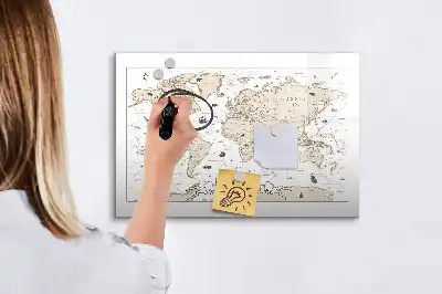 Magnetická tabule v designu vintage mapy světa