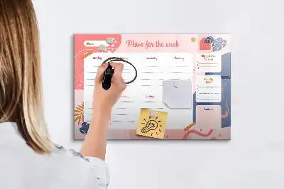 Magnetická kreslící tabule plánovač týdne