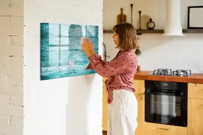 Magnetická kreslící tabule v designu modrého starého dřeva