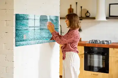 Magnetická kreslící tabule v designu modrého starého dřeva