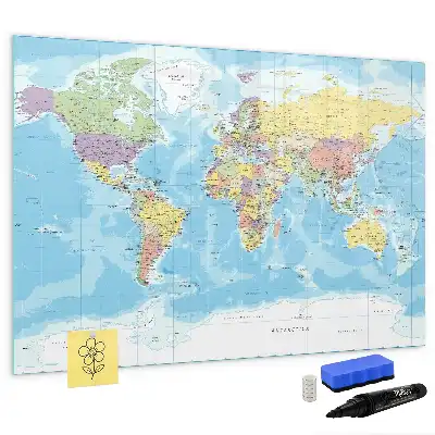 Politická mapa světa popisovatelná magnetická tabule