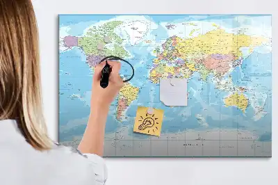 Politická mapa světa popisovatelná magnetická tabule