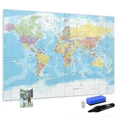 Politická mapa světa popisovatelná magnetická tabule