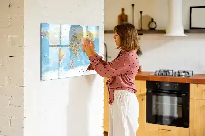 Politická mapa světa popisovatelná magnetická tabule